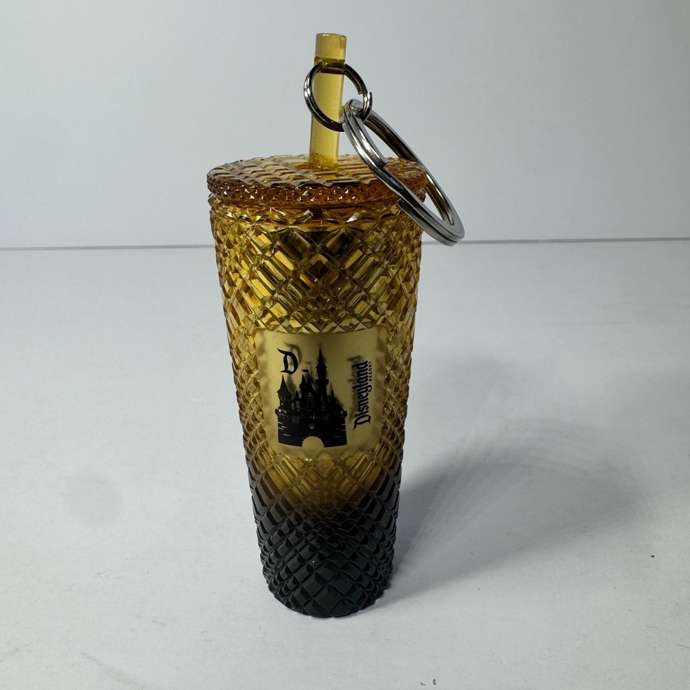 Starbucks Disneyland Resort Studded Tumbler Keychain Amber Black Ombre Mini 2024